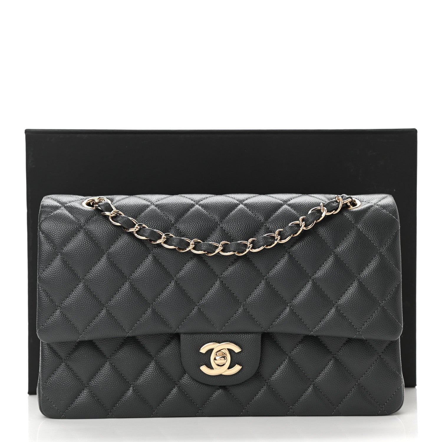 Chanel Caviar Quilted Medium Double Flap Dark Grey 11 of 11