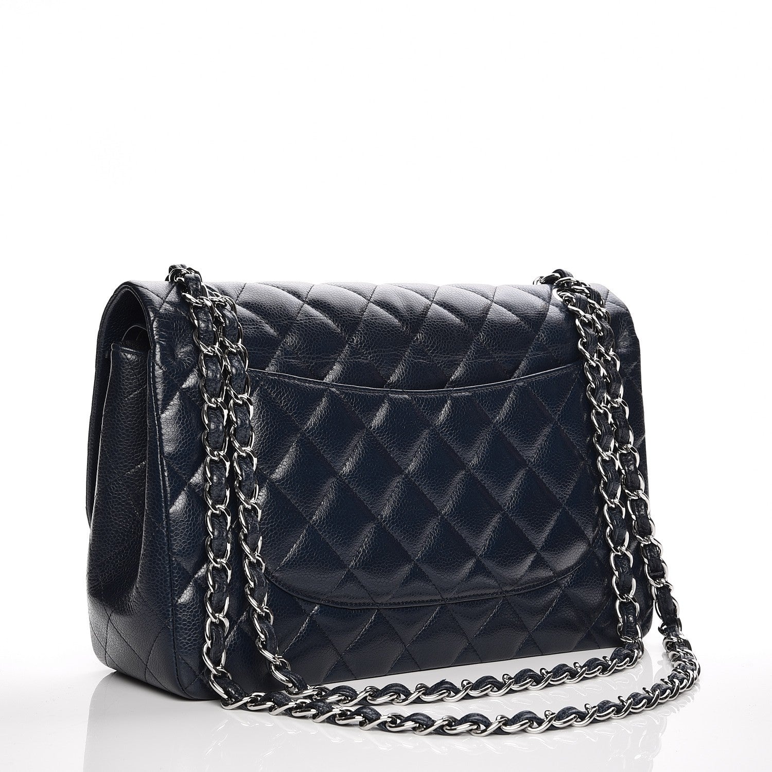 Chanel Caviar Quilted Jumbo Double Flap Navy Blue 3 of 9