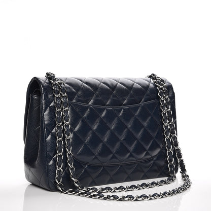 Chanel Caviar Quilted Jumbo Double Flap Navy Blue 3 of 9
