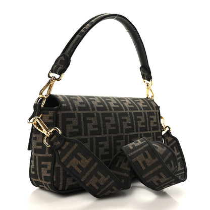 Fendi Fabric Jacquard FF 1974 Medium Baguette Tobacco Moro Black 2 of 9