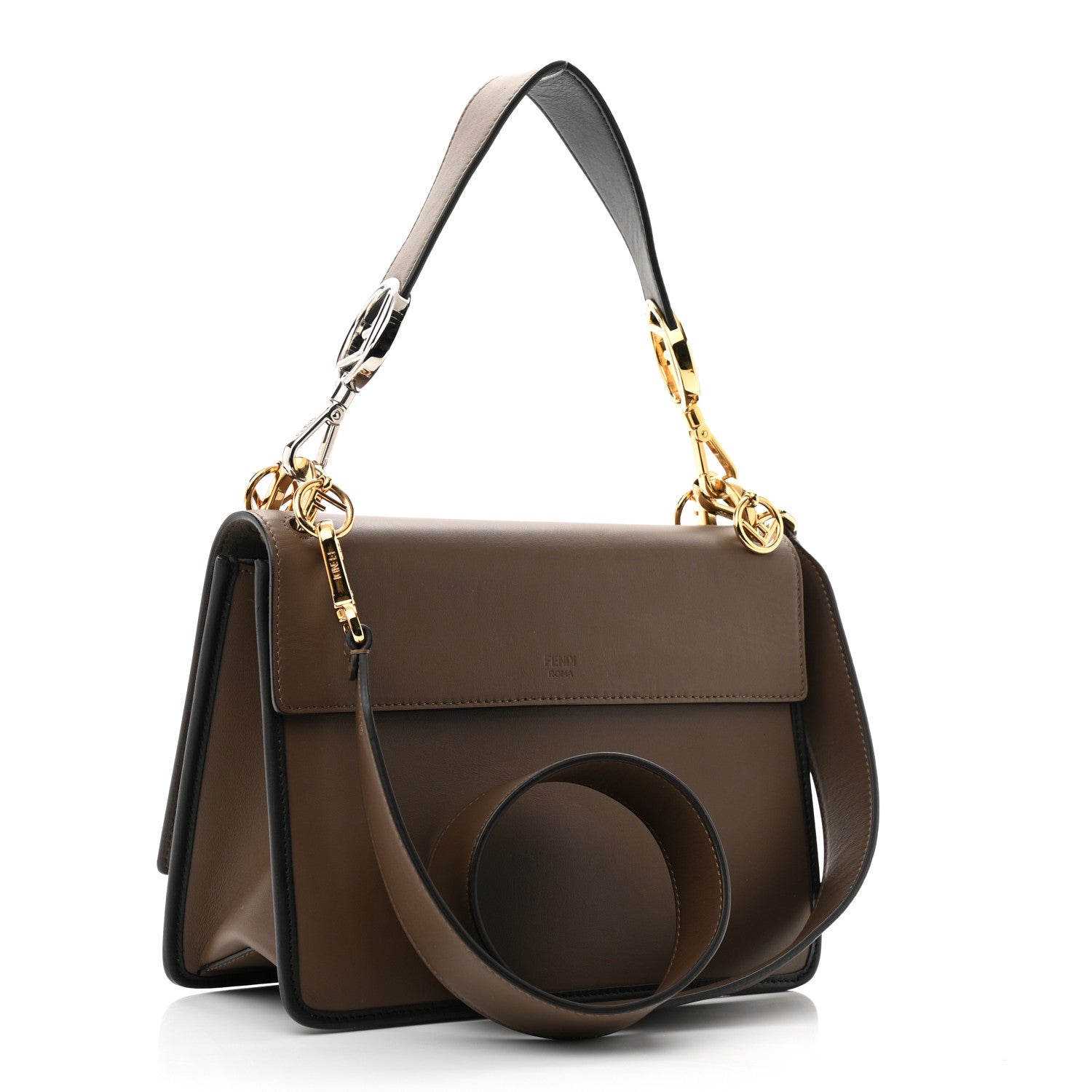 Fendi Vitello Century F is Fendi Bi-Color FF 1974 Embossed Kan I Shoulder Bag Maya Black 3 of 11
