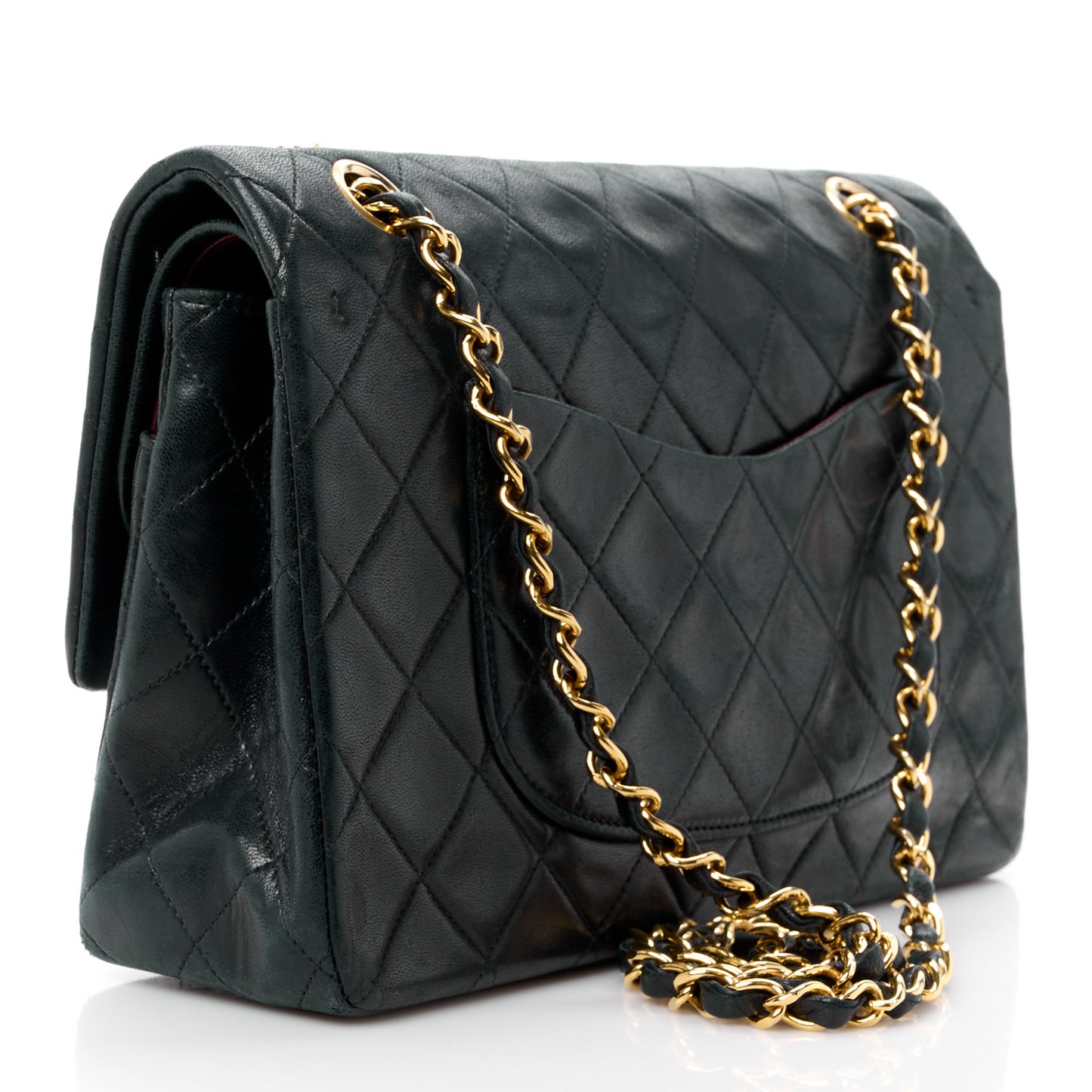 Lambskin Quilted Medium Double Flap Black