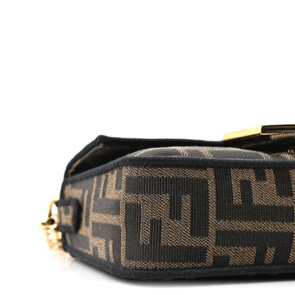 Fendi Fabric Jacquard FF 1974 Mini Baguette Tobacco Moro Black 9 of 10