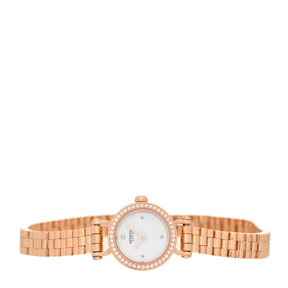 Hermes 18K Rose Gold Diamond Bezel 16mm Faubourg Quartz Watch 2 of 5