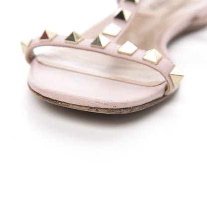 Valentino Garavani Calfskin Rockstud Ankle T-Strap Flat Sandals 35 Water Rose 15 of 16