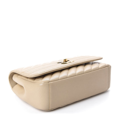 Chanel Shiny Goatskin Diagonal Quilted Small Flap Beige 4 of 10