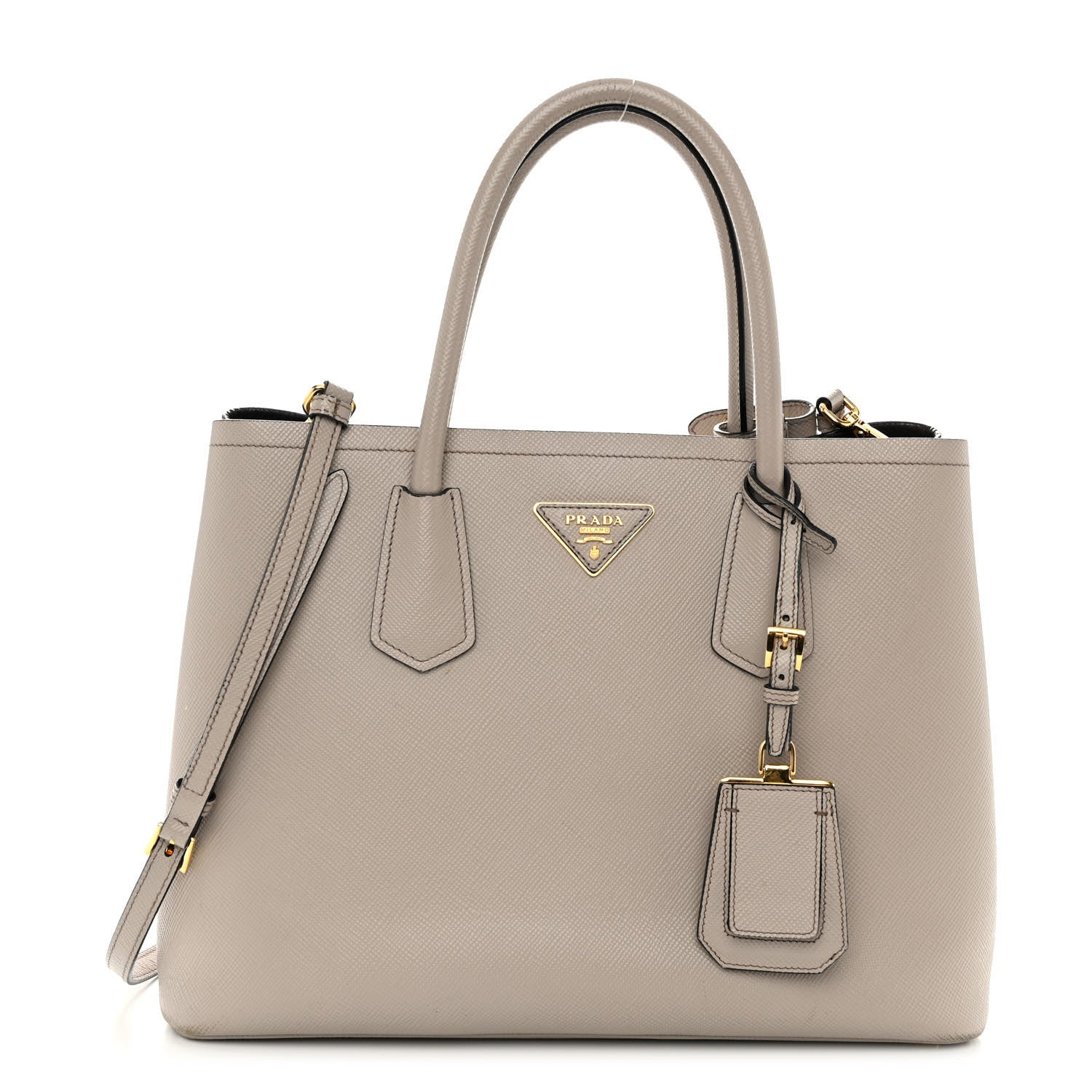 Prada Saffiano Cuir Small Double Bag Pomice 1 of 14