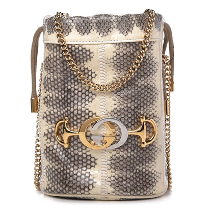 Gucci Snakeskin Mini Zumi Bucket Bag Grey 1 of 10