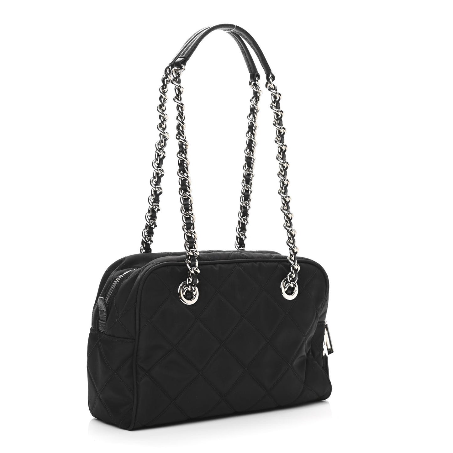 Nylon Tessuto Impuntu Quilted Shoulder Bag Black