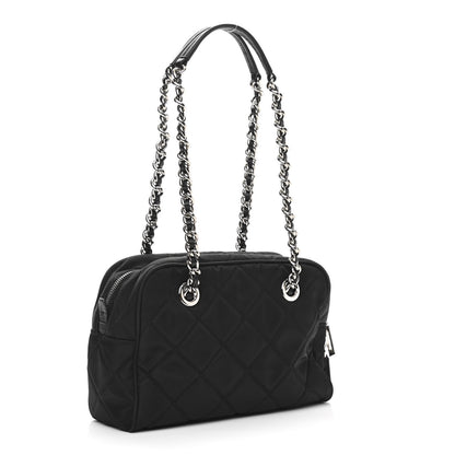 Prada Nylon Tessuto Impuntu Quilted Shoulder Bag Black 2 of 10