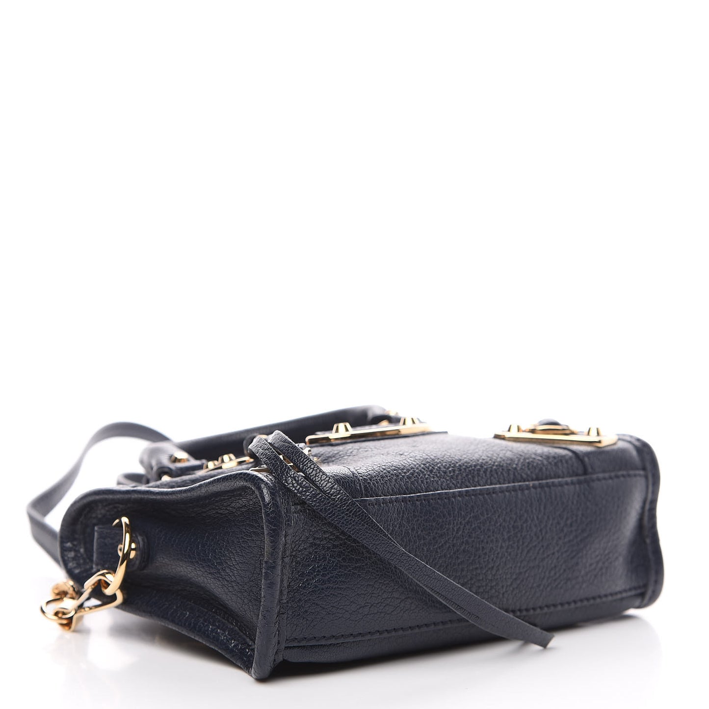 Chevre Gold Metallic Edge Hardware Nano City Bleu Nuit Dark Sea