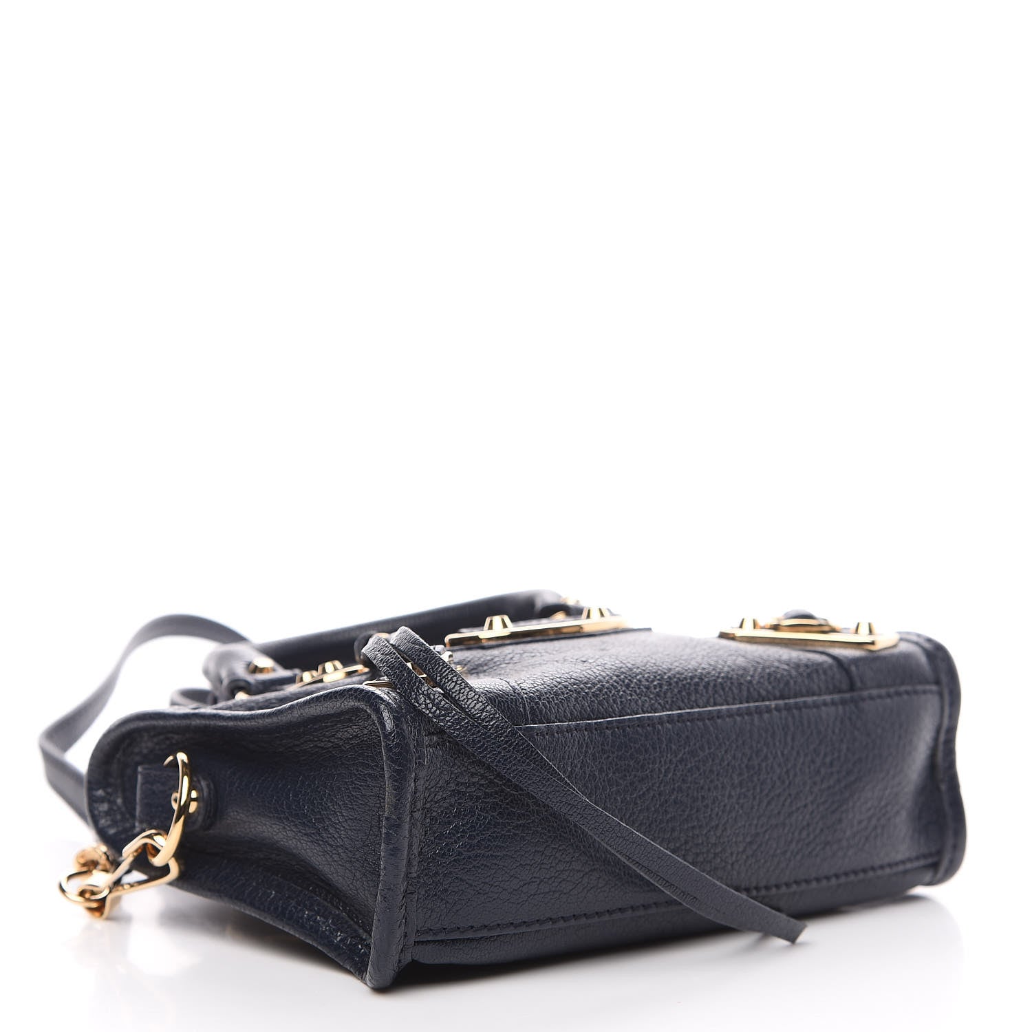 Balenciaga Chevre Gold Metallic Edge Hardware Nano City Bleu Nuit Dark Sea 3 of 8