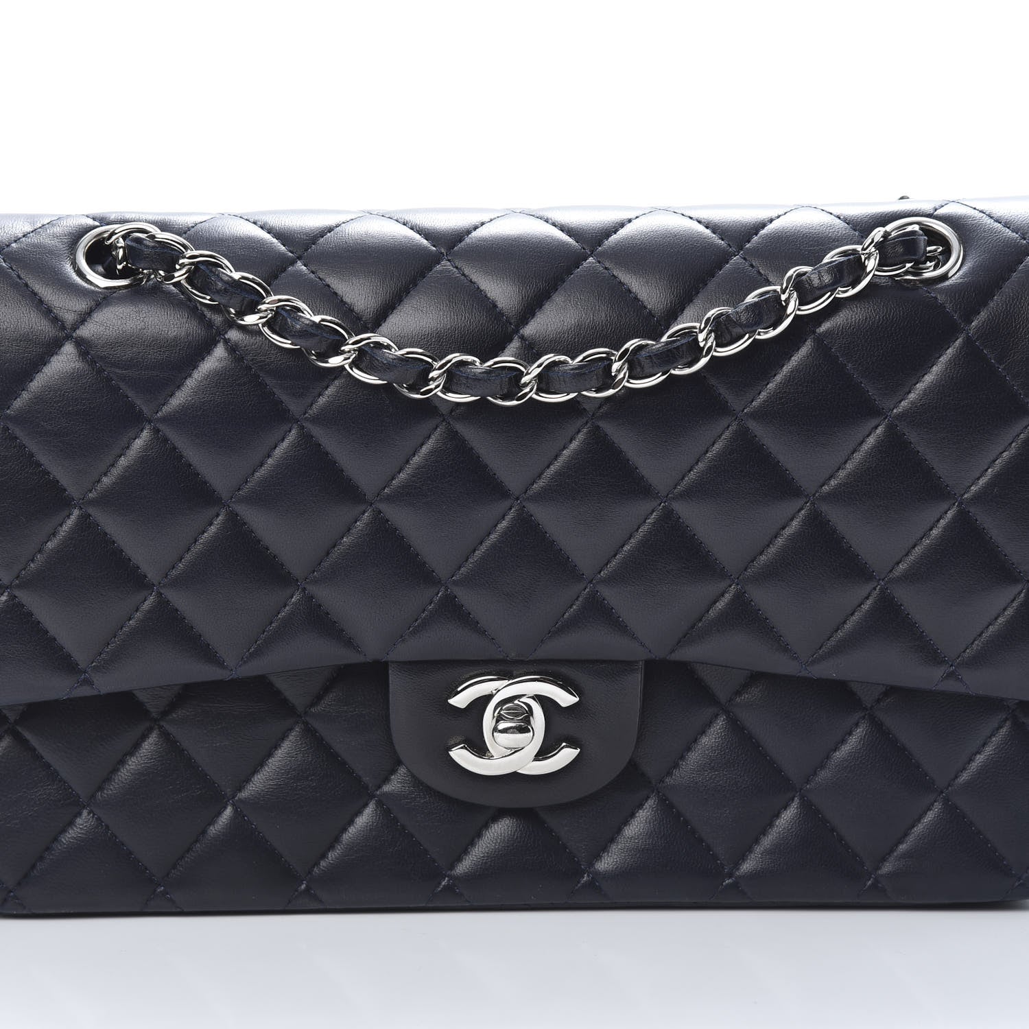 Chanel Lambskin Quilted Medium Double Flap Navy 8 of 15