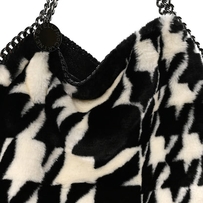 Stella McCartney Eco Fur Houndstooth Big Falabella  Tote Black White 9 of 11