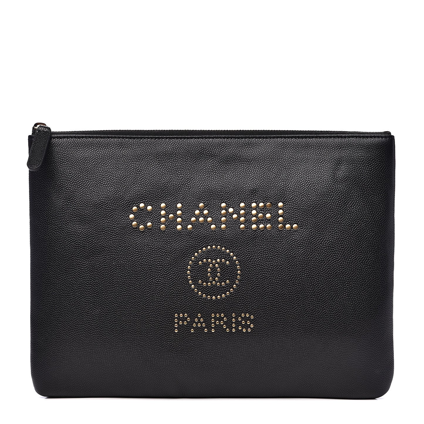 Caviar Studded Medium Deauville Pouch Black