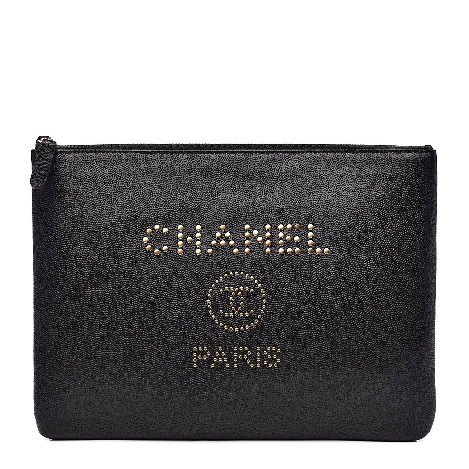 Chanel Caviar Studded Medium Deauville Pouch Black 1 of 11