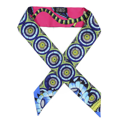 Hermes Silk The Savana Dance Twilly Rose Indien Indigo Vert 1 of 3