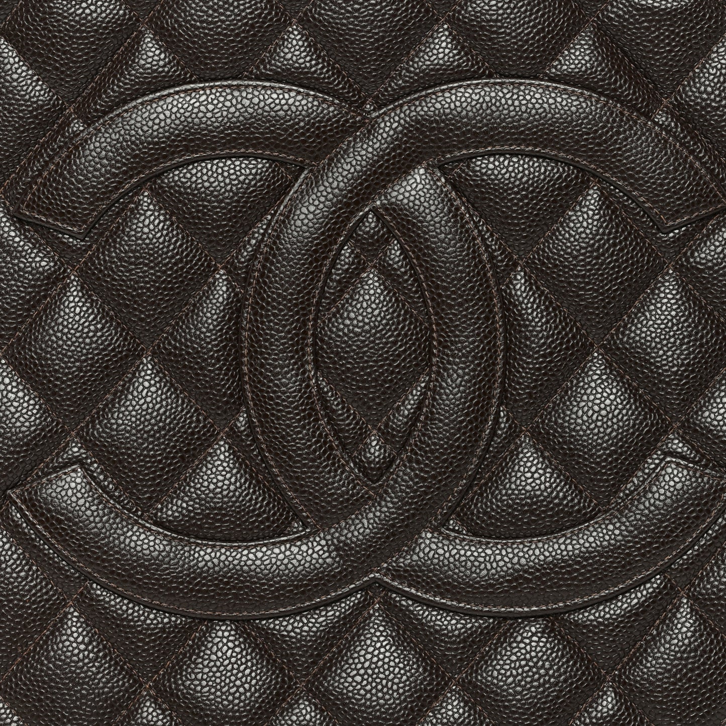 Caviar Quilted Medallion Tote Dark Brown