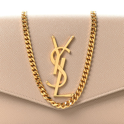 Saint Laurent Grain De Poudre Monogram Uptown Chain Wallet Dark Beige 8 of 11
