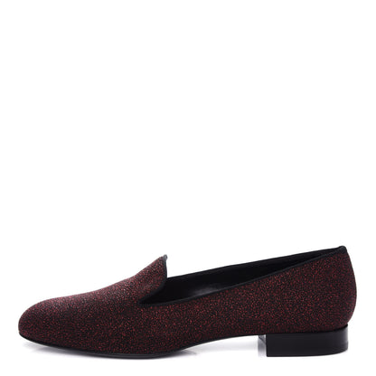 Saint Laurent Metallic Calfskin Smoking Slipper Flat Loafers 38 Red Glitter 1 of 11