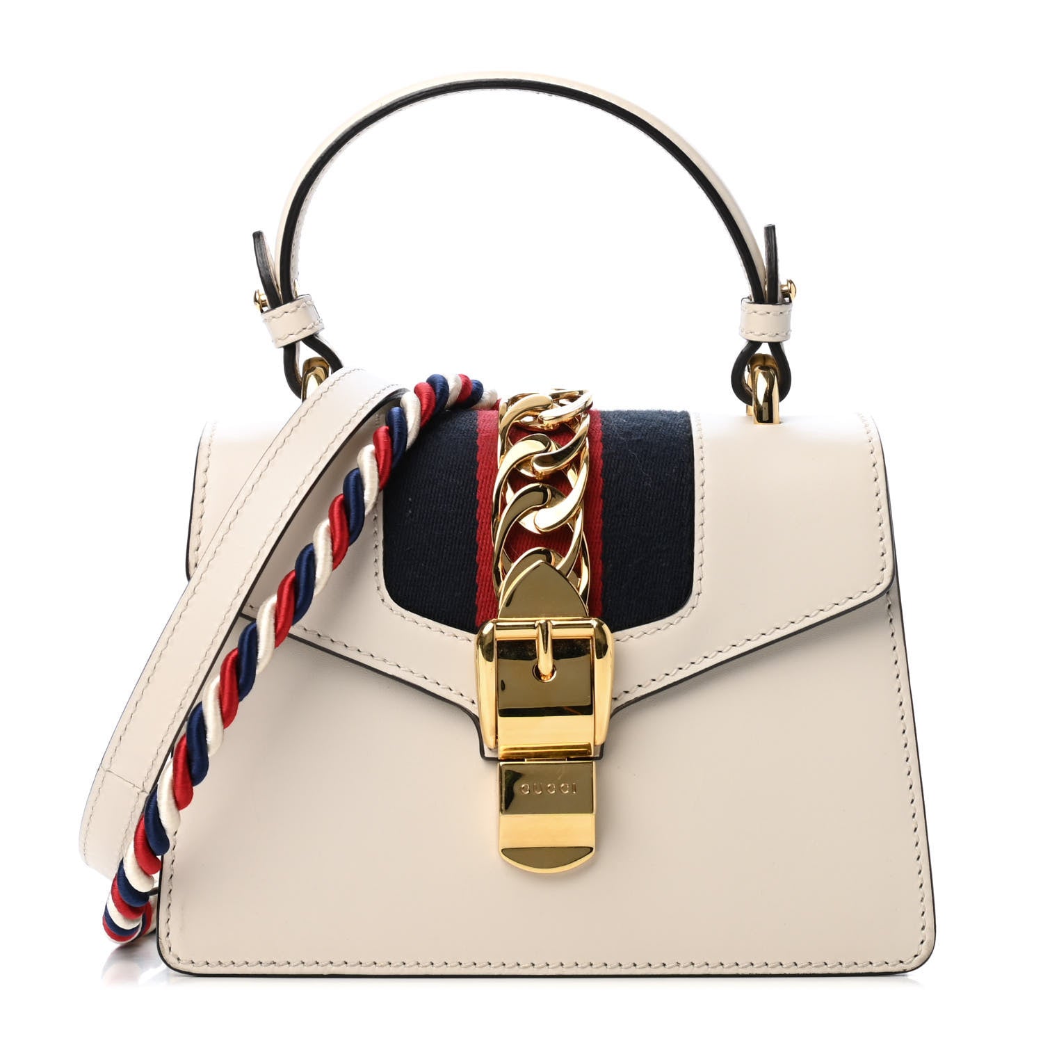 Gucci Calfskin Mini Sylvie Top Handle Bag White 1 of 4