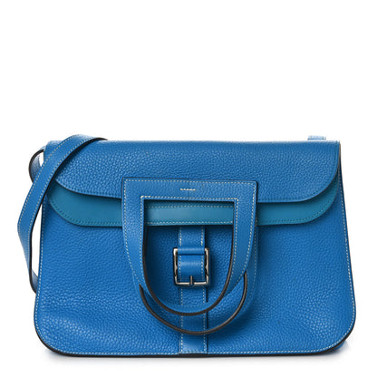 Hermes Taurillon Clemence Halzan 31 GM Bleu Zanzibar 1 of 9