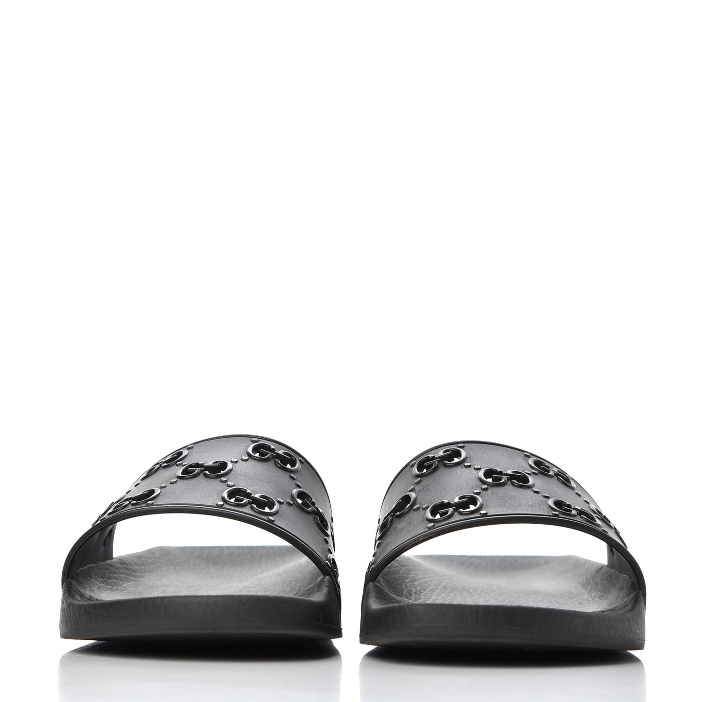 Rubber GG Monogram Mens Slide Sandals 6 Black