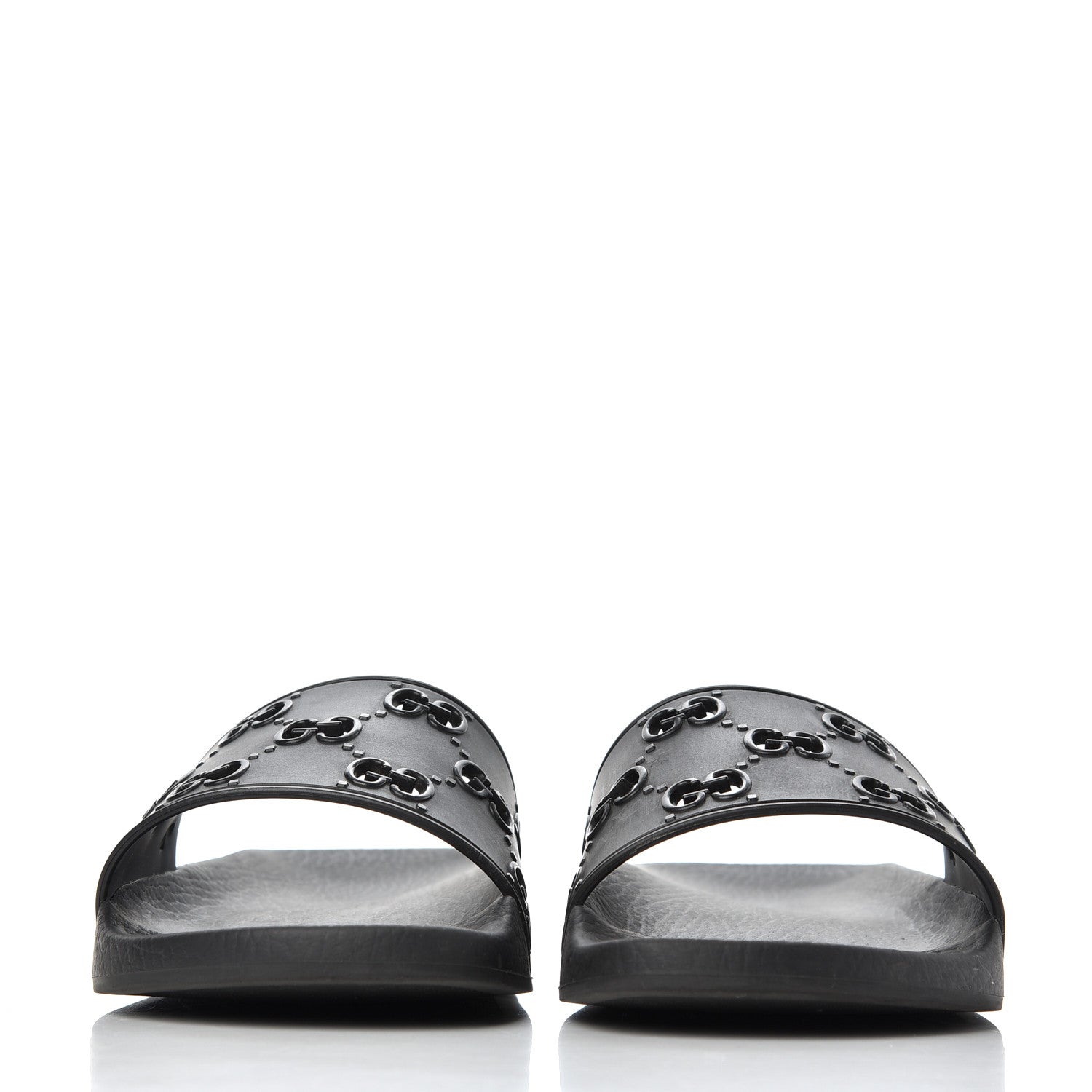 Gucci Rubber GG Monogram Mens Slide Sandals 6 Black 2 of 15