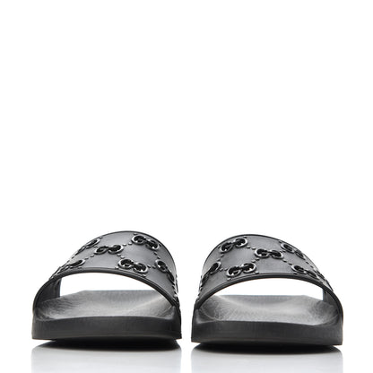 Gucci Rubber GG Monogram Mens Slide Sandals 6 Black 2 of 15