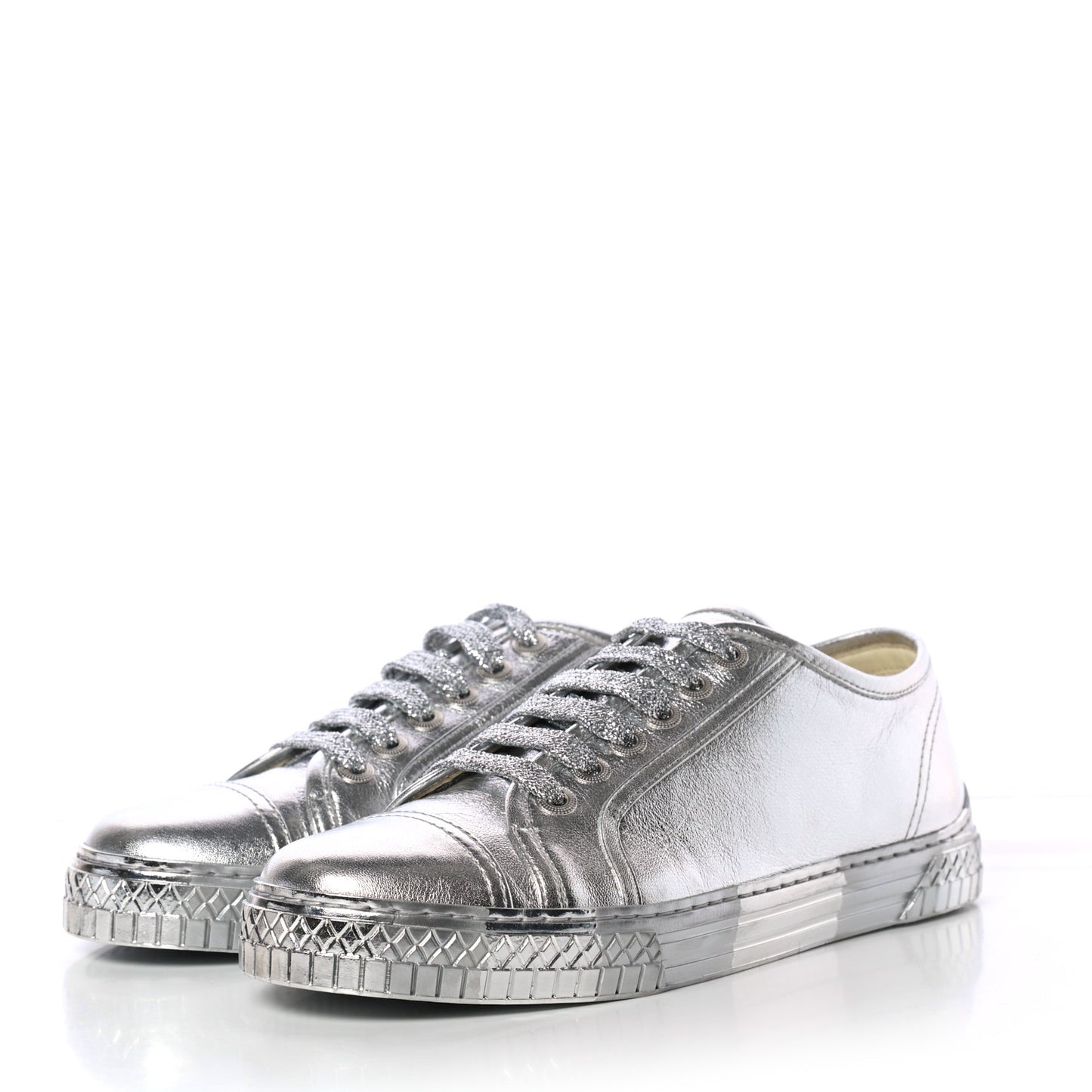 Laminated Lambskin Sneakers 39 Silver