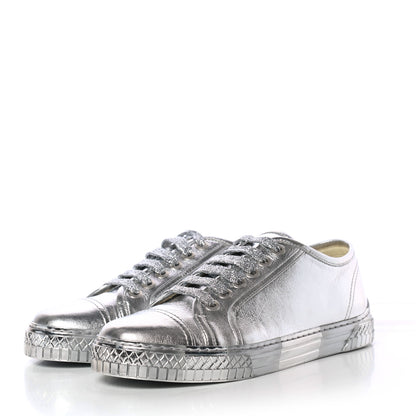 Chanel Laminated Lambskin Sneakers 39 Silver 3 of 8