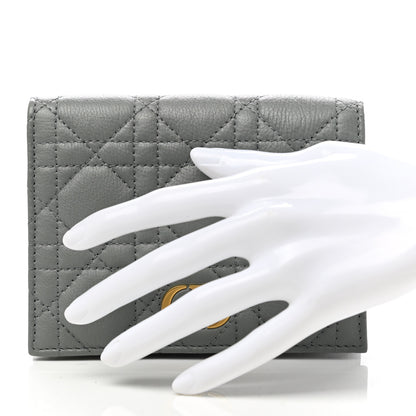 Christian Dior Supple Calfskin Cannage Caro Slim Wallet Grey 2 of 8