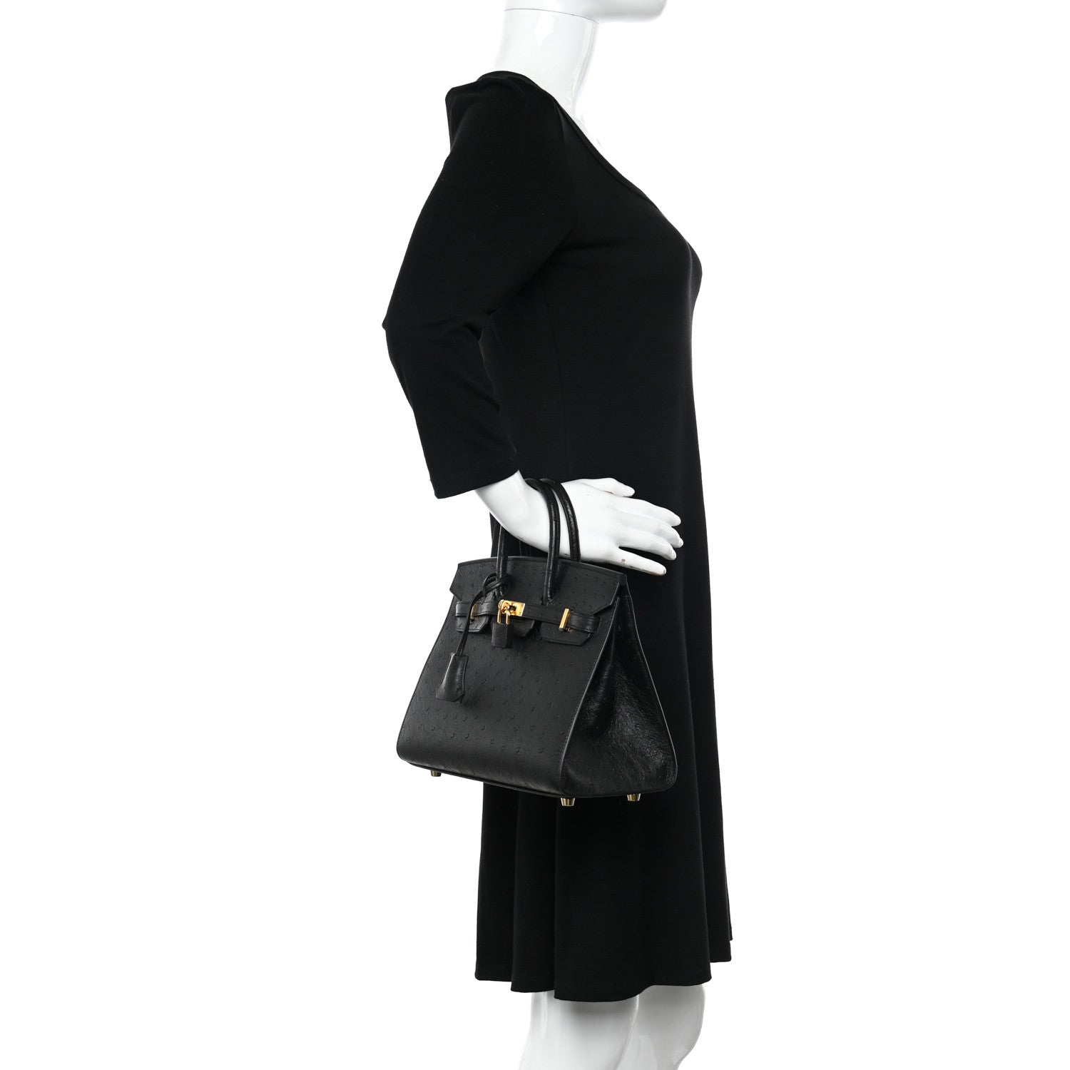Hermes Ostrich Birkin Sellier 25 Black 2 of 11
