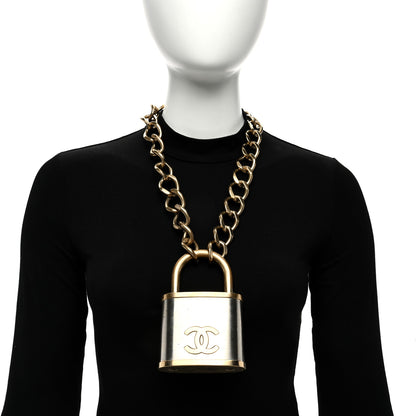 Chanel CC Oversized Padlock Necklace Gold Silver 2 of 4