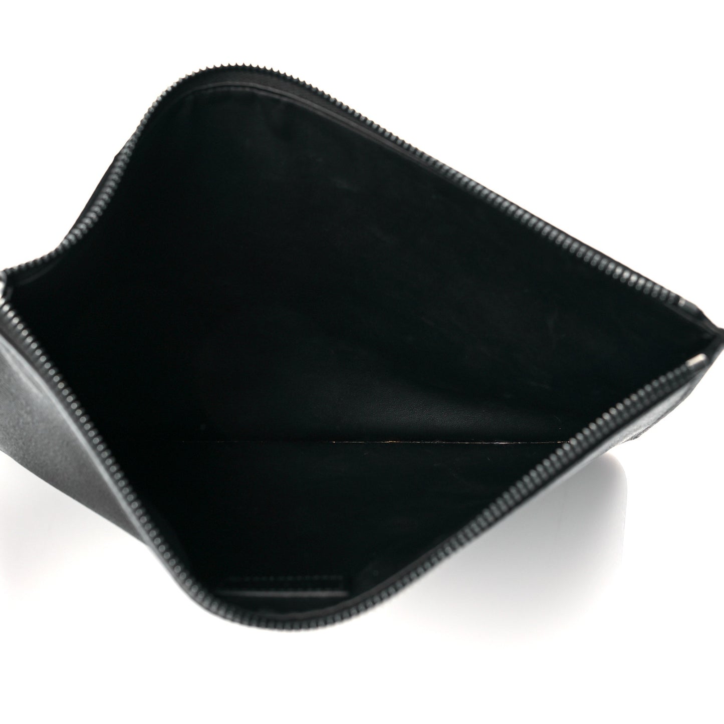 Textured Coated Canvas Lion Print Pouch Black