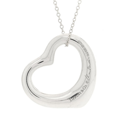 Tiffany Sterling Silver 22mm Elsa Peretti Open Heart Pendant Necklace 4 of 6