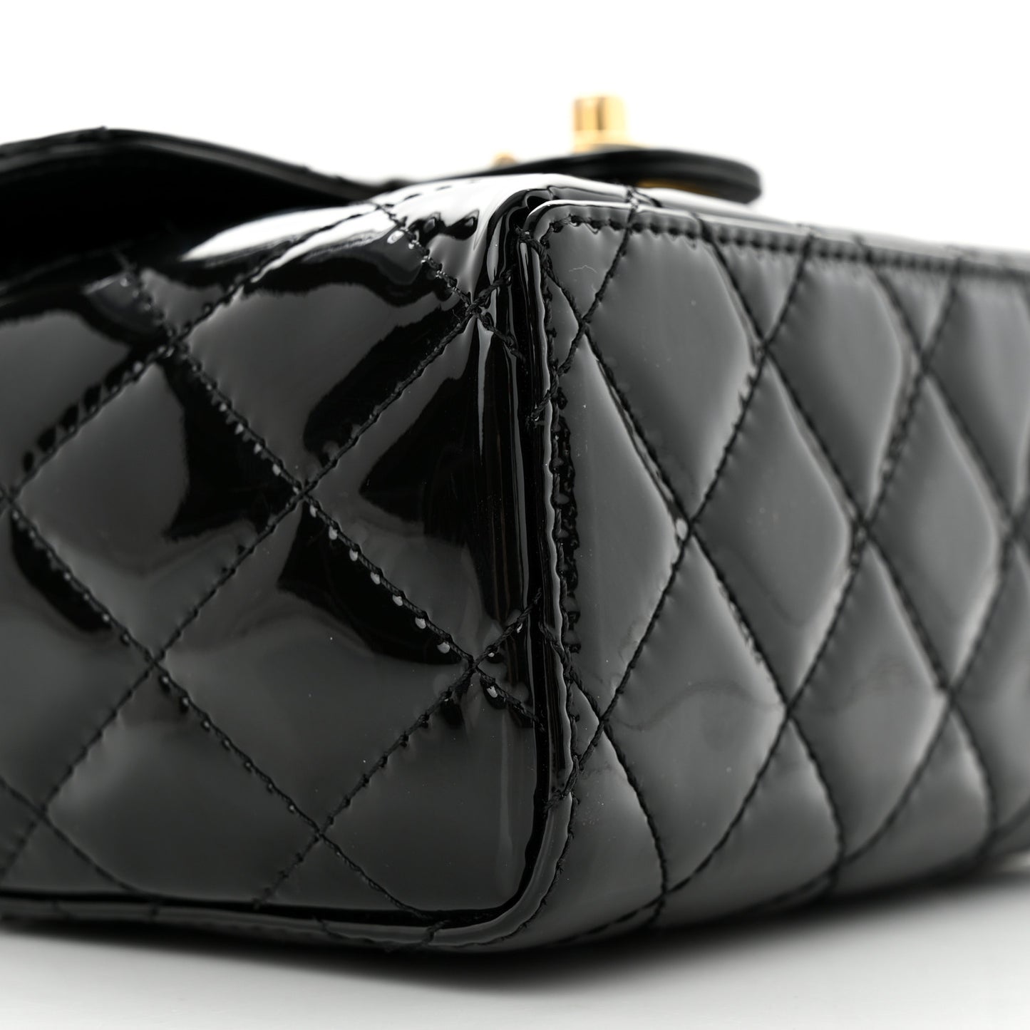 Patent Quilted Mini Square Flap Black