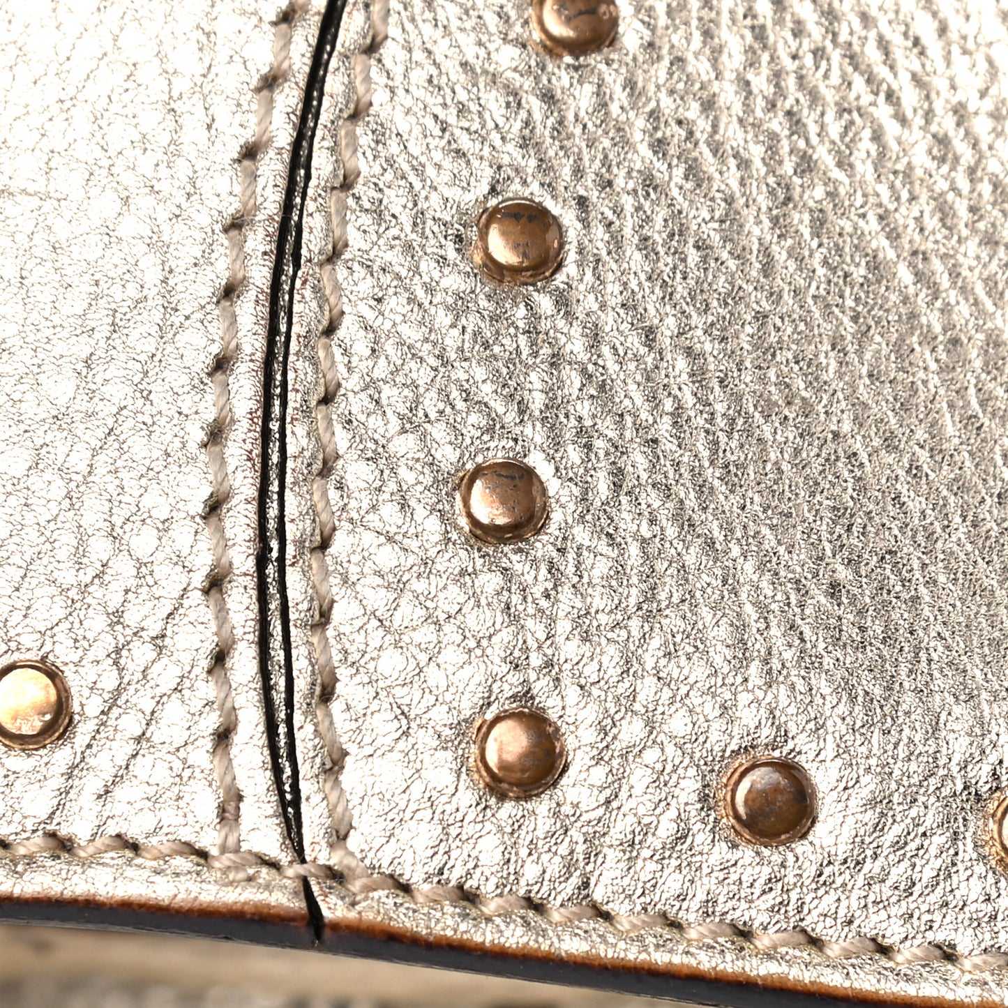 Metallic Calfskin Studded Horsebit Clutch Bag Gold
