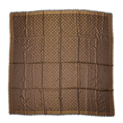 Louis Vuitton Silk Lurex Wool Monogram Shine Shawl Brown 1 of 4