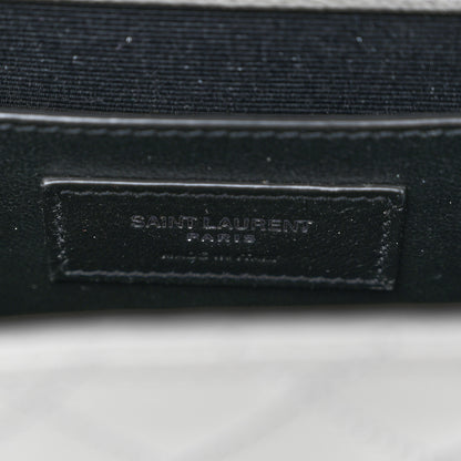 Saint Laurent Grain De Poudre Textured Mixed Matelasse Medium Triquilt Monogram Satchel New Stone 6 of 9