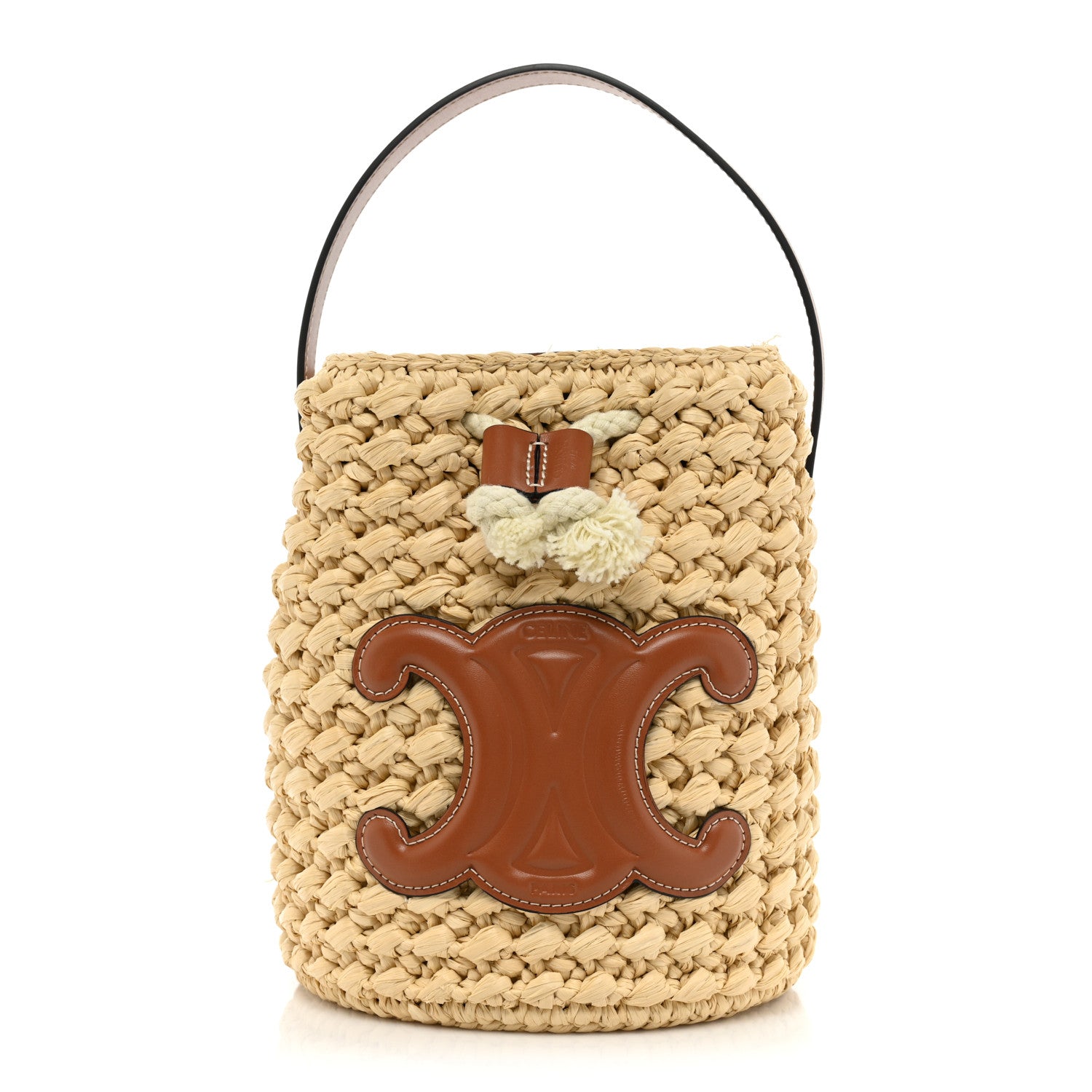 Celine Raffia Calfskin Drawstring Teen Natural Tan 1 of 9