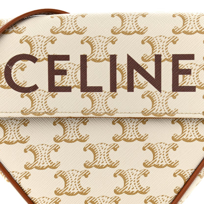 Celine Triomphe Canvas Triangle Crossbody Bag White Tan 8 of 11