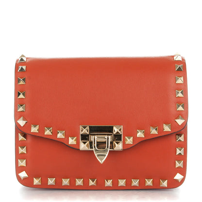 Valentino Garavani Vitello Small Rockstud Shoulder Flap Messenger Bag Orange 1 of 9