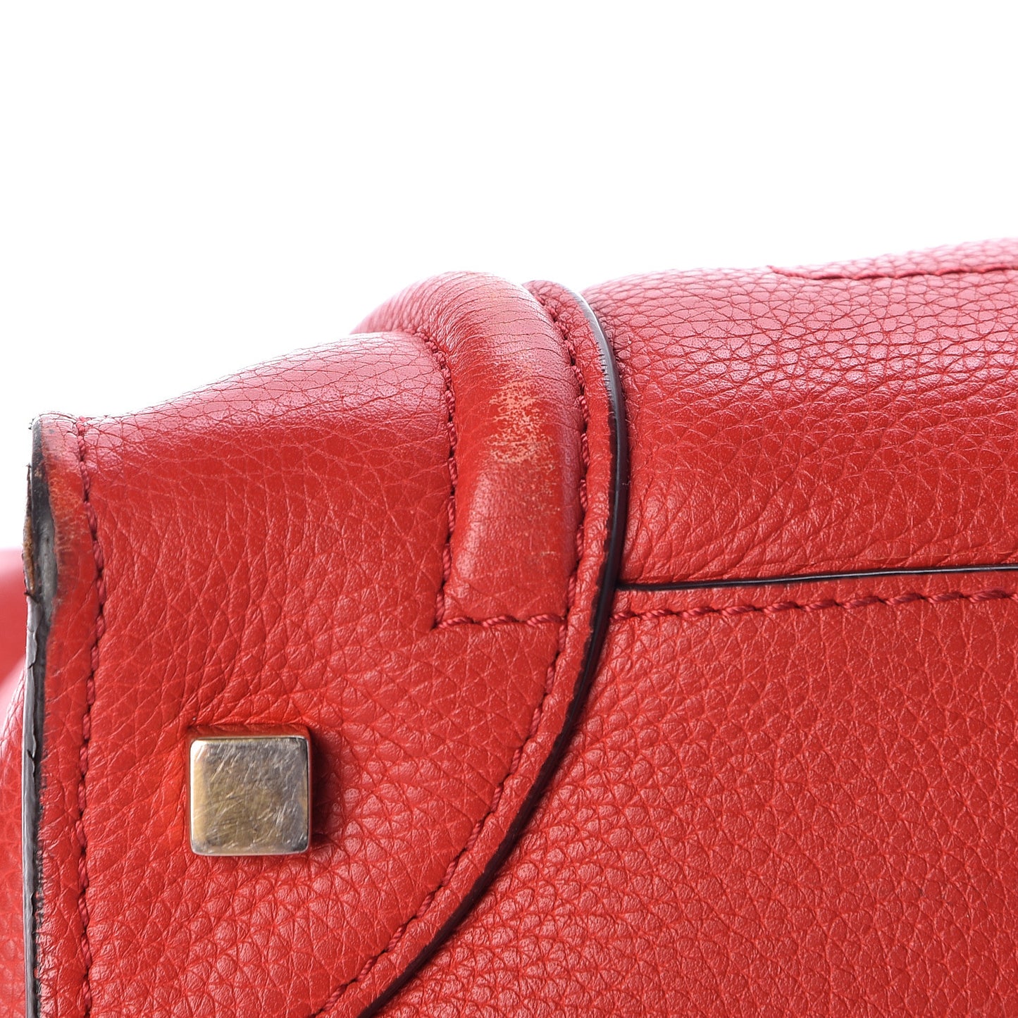 Drummed Calfskin Mini Luggage Coquelicot