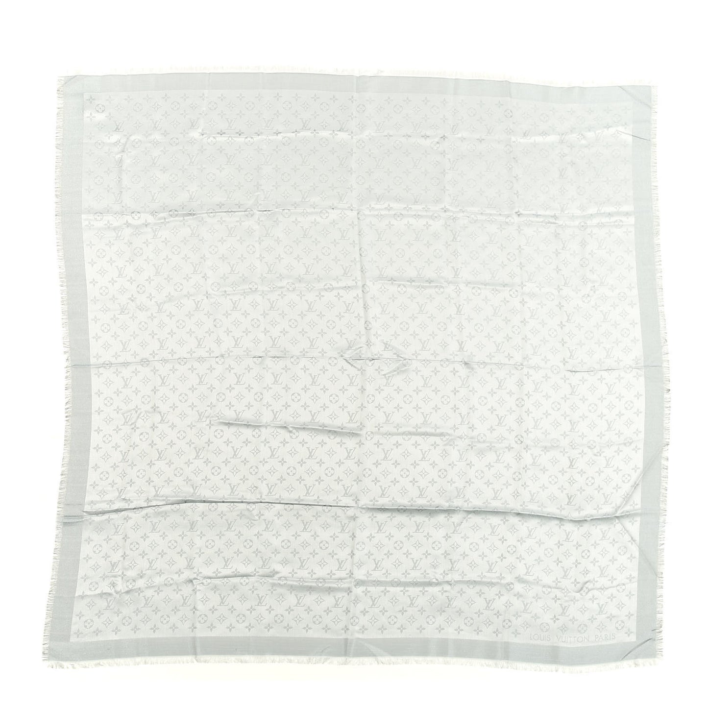 Silk Lurex Wool Monogram Shine Shawl Glacier