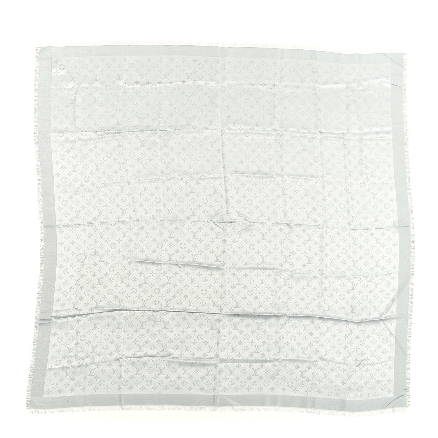 Louis Vuitton Silk Lurex Wool Monogram Shine Shawl Glacier 1 of 4