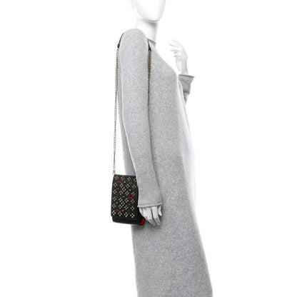 Christian Louboutin Calfskin Spikes Loubinthesky Paloma Crossbody Phone Case Black Multicolor 2 of 9