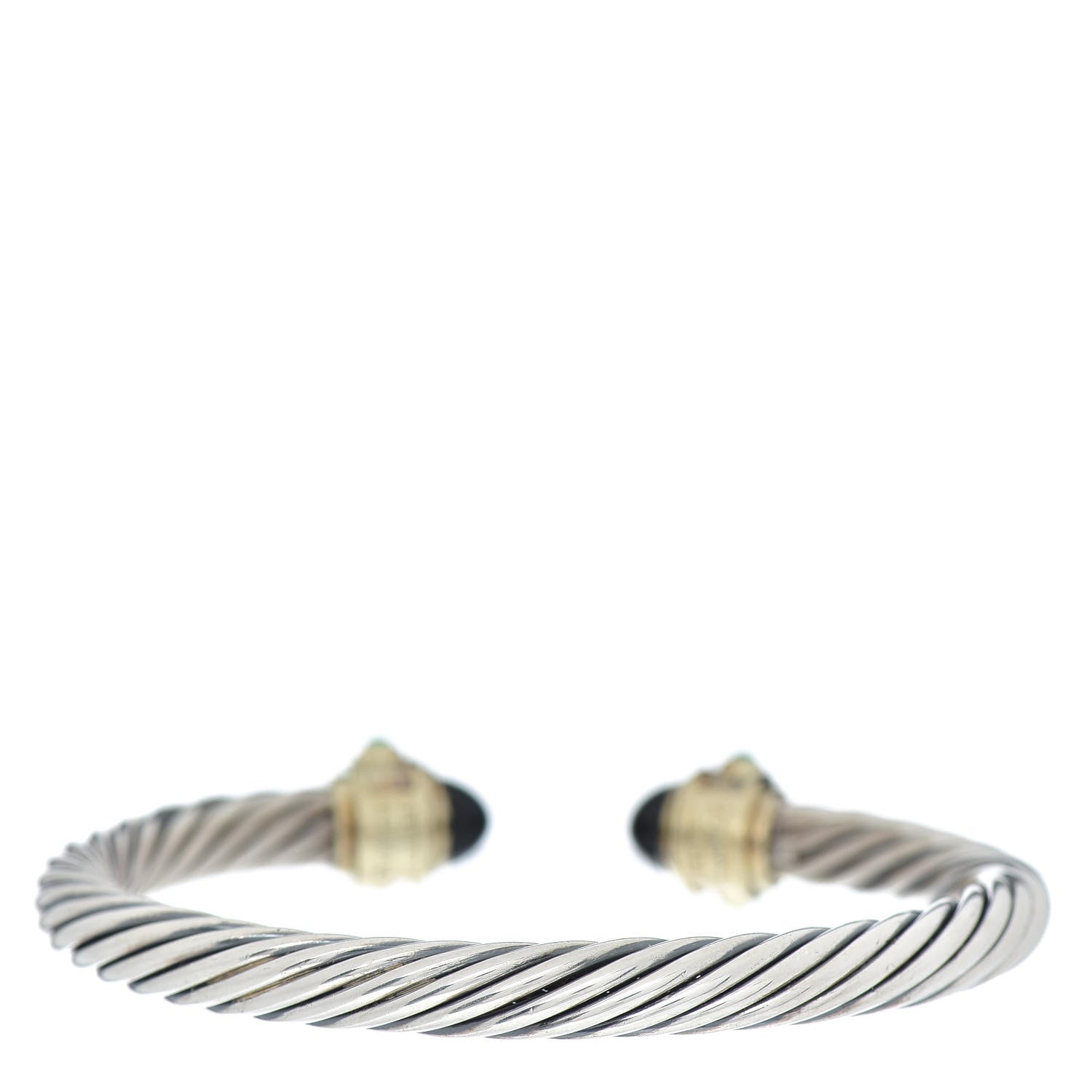 David Yurman Sterling Silver 14K Yellow Gold Black Onyx Pink Tourmaline Green Onyx 7mm Cable Renaissance Bracelet 3 of 4
