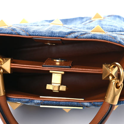 Valentino Garavani Denim Small Roman Stud The Handle Bag Light Denim Selleria 6 of 10