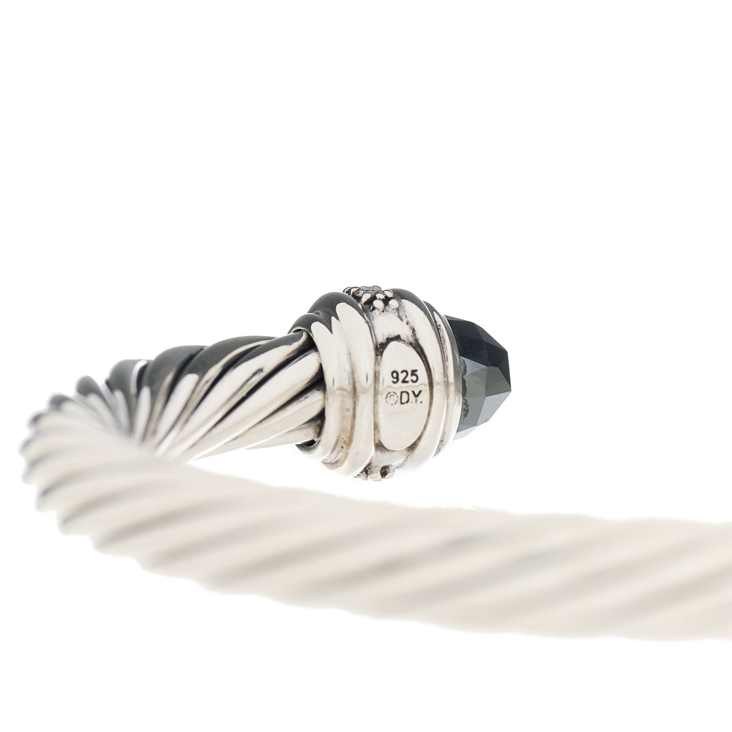 Sterling Silver Diamond Hematite 7mm Cable Classics Bracelet